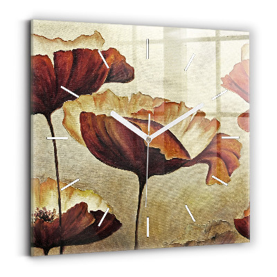 Zegar szklany Malowane maki