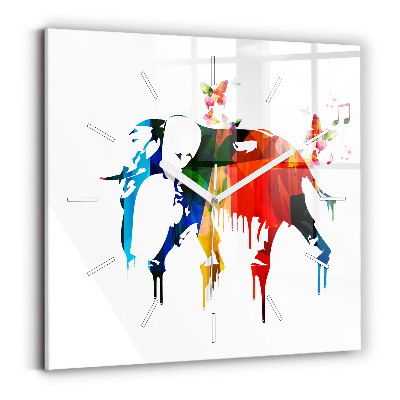 Zegar szklany Kolorowy malowany słoń