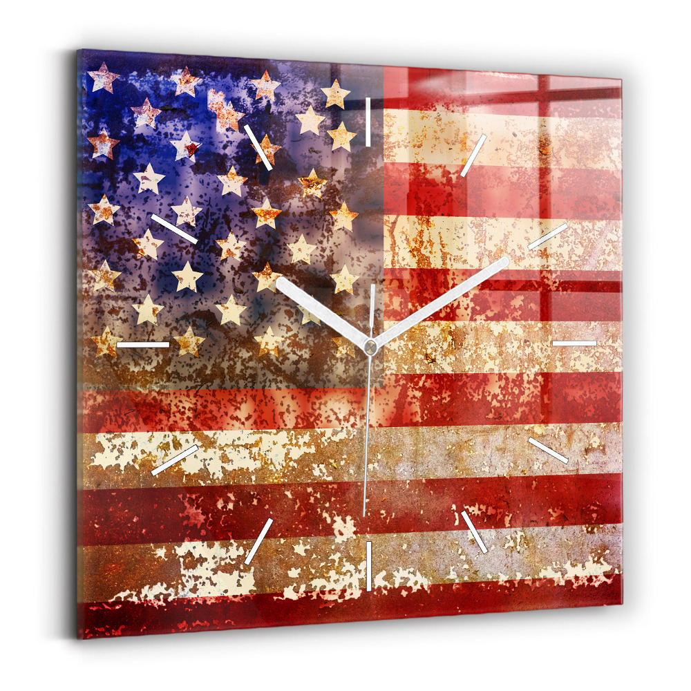 Zegar szklany Flaga USA w stylu vintage