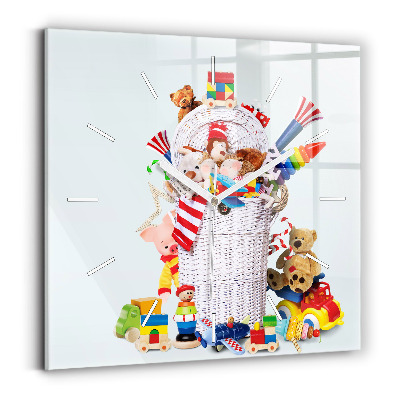 Zegar szklany Wiklinowy kosz z zabawkami