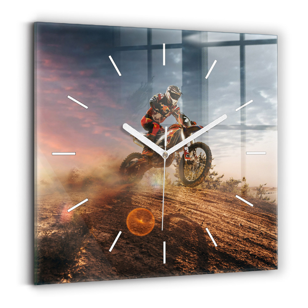 Zegar szklany Mężczyzna na motocyklu