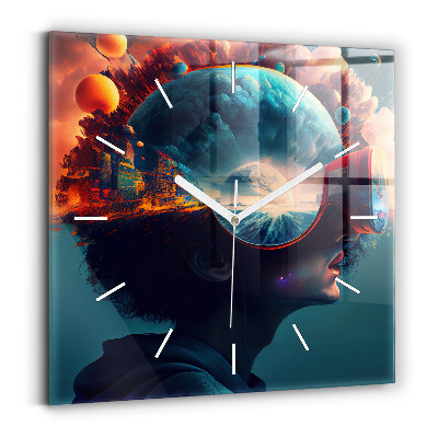 Zegar szklany Futurystyczny świat