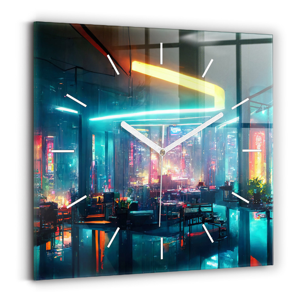 Zegar szklany Miasto w stylu cyberpunk
