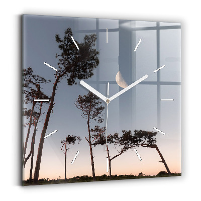 Zegar szklany Półksiężyc i drzewa