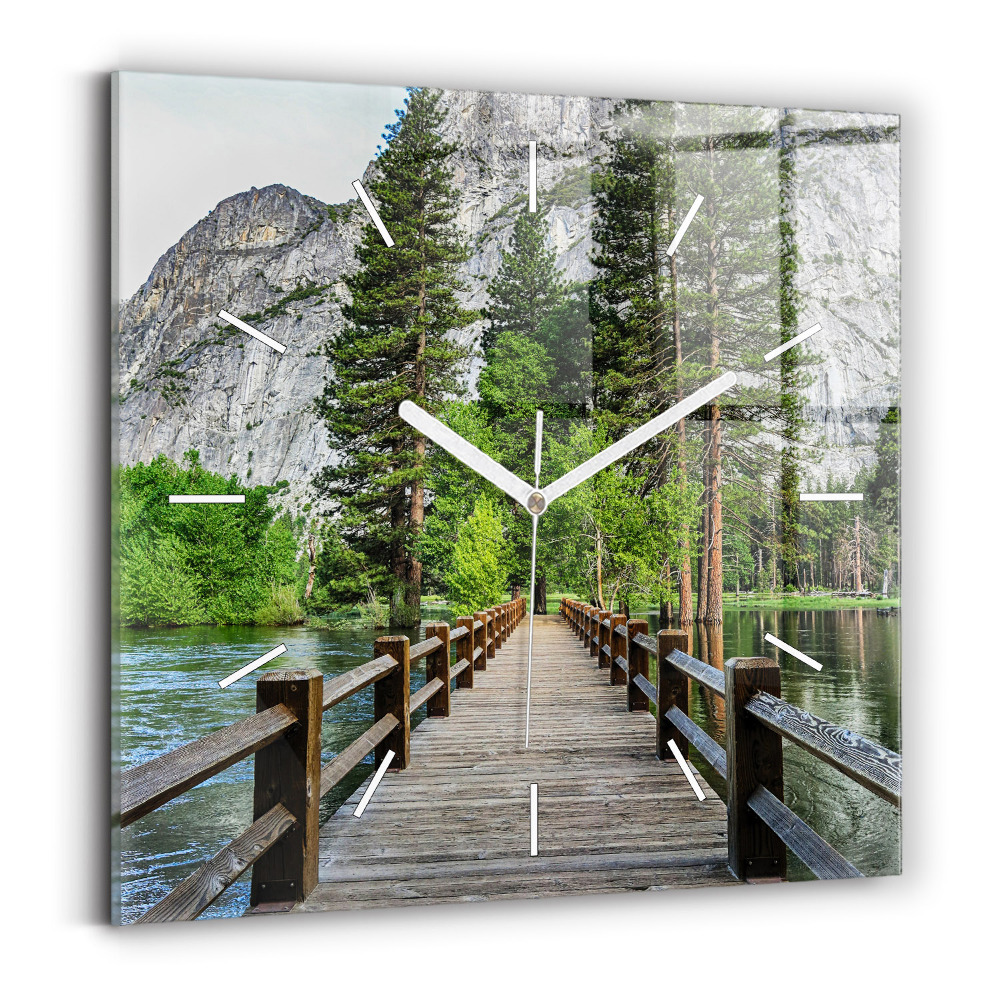 Zegar szklany Drewniany most Yosemite