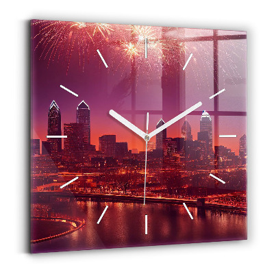 Zegar szklany Miasto nocą w Philadelphia