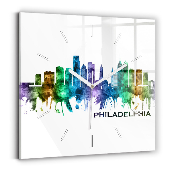 Zegar szklany Kolorowa Philadelphia
