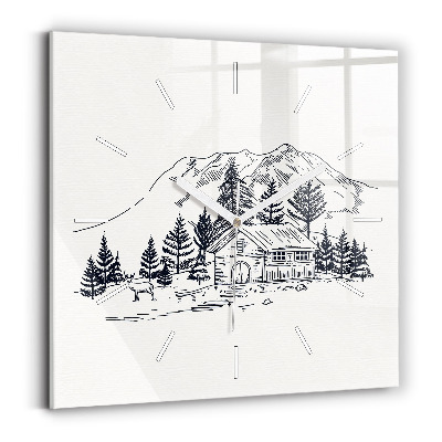 Zegar szklany Rysunkowe miasteczko