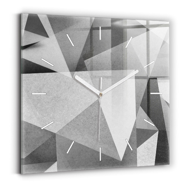 Zegar szklany Szara Geometryczna Abstrakcja