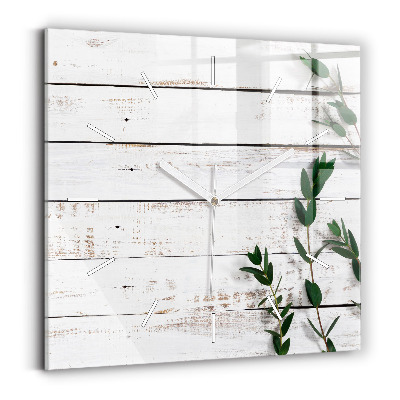 Zegar szklany Drewniane jasne deski