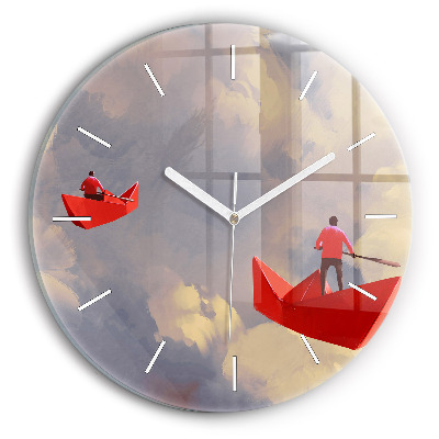 Zegar szklany Papierowe statki