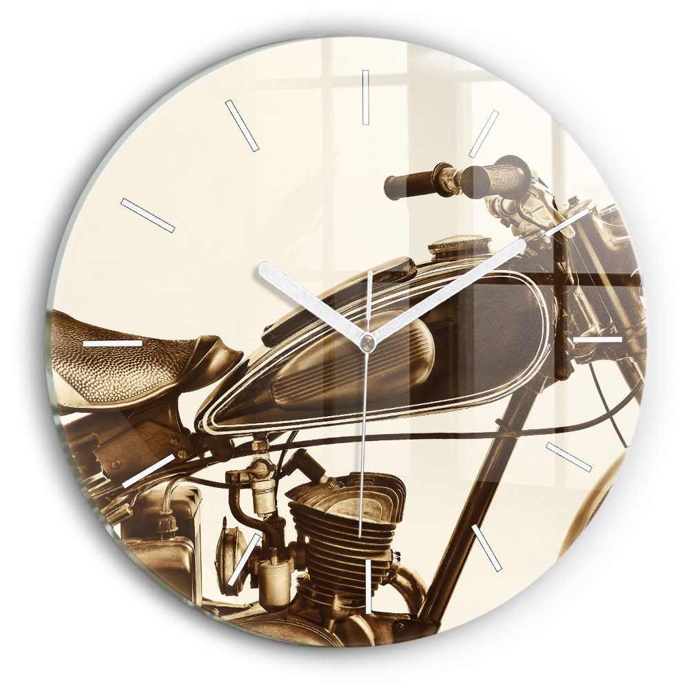 Zegar szklany Sepia motocykla Vintage