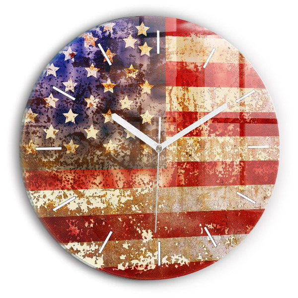 Zegar szklany Flaga USA w stylu vintage