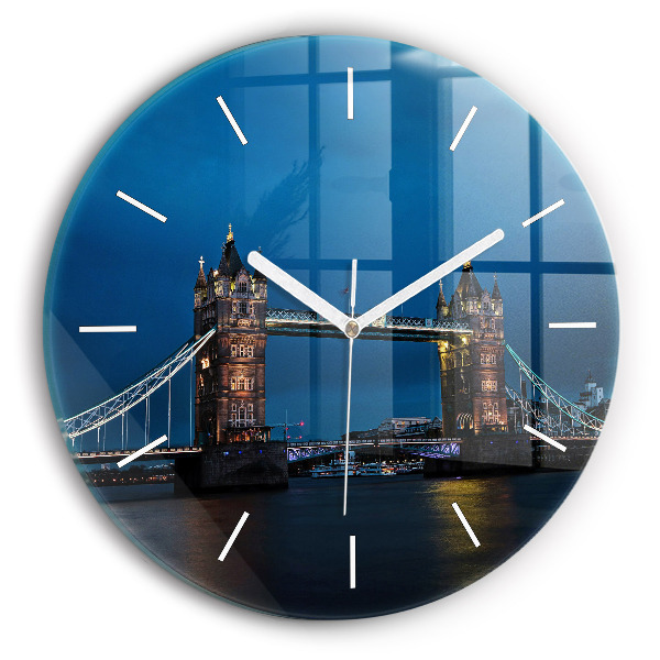 Zegar szklany Tower Bridge Londyn nocą
