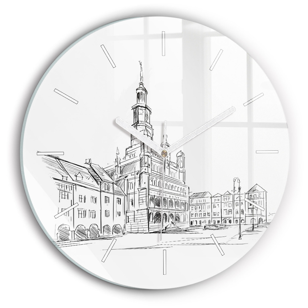 Zegar szklany Szkic starego miasta Poznań