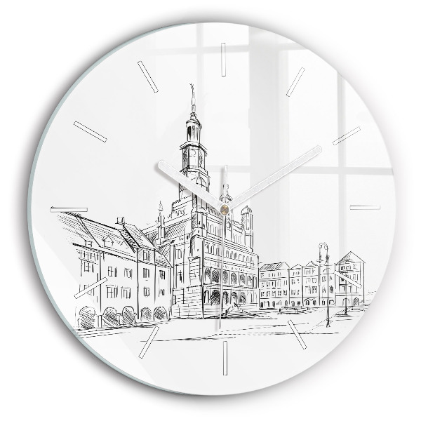 Zegar szklany Szkic starego miasta Poznań