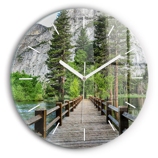 Zegar szklany Drewniany most Yosemite