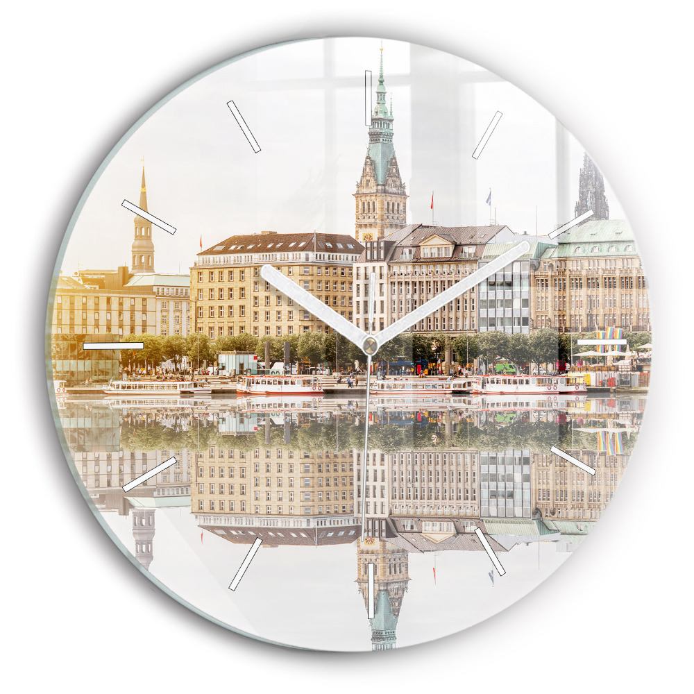 Zegar szklany Rzeka Hamburg Niemcy