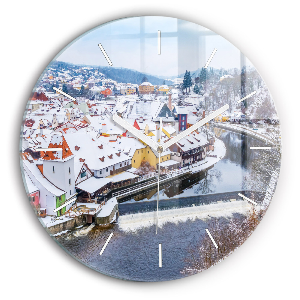 Zegar szklany Panorama miasta w zimie