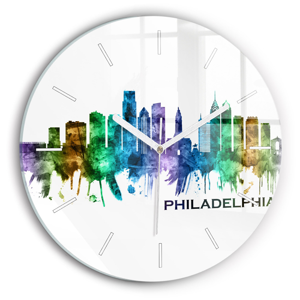 Zegar szklany Kolorowa Philadelphia
