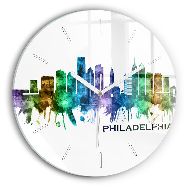 Zegar szklany Kolorowa Philadelphia