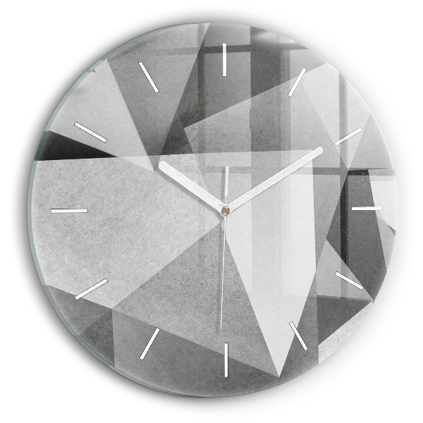 Zegar szklany Szara Geometryczna Abstrakcja