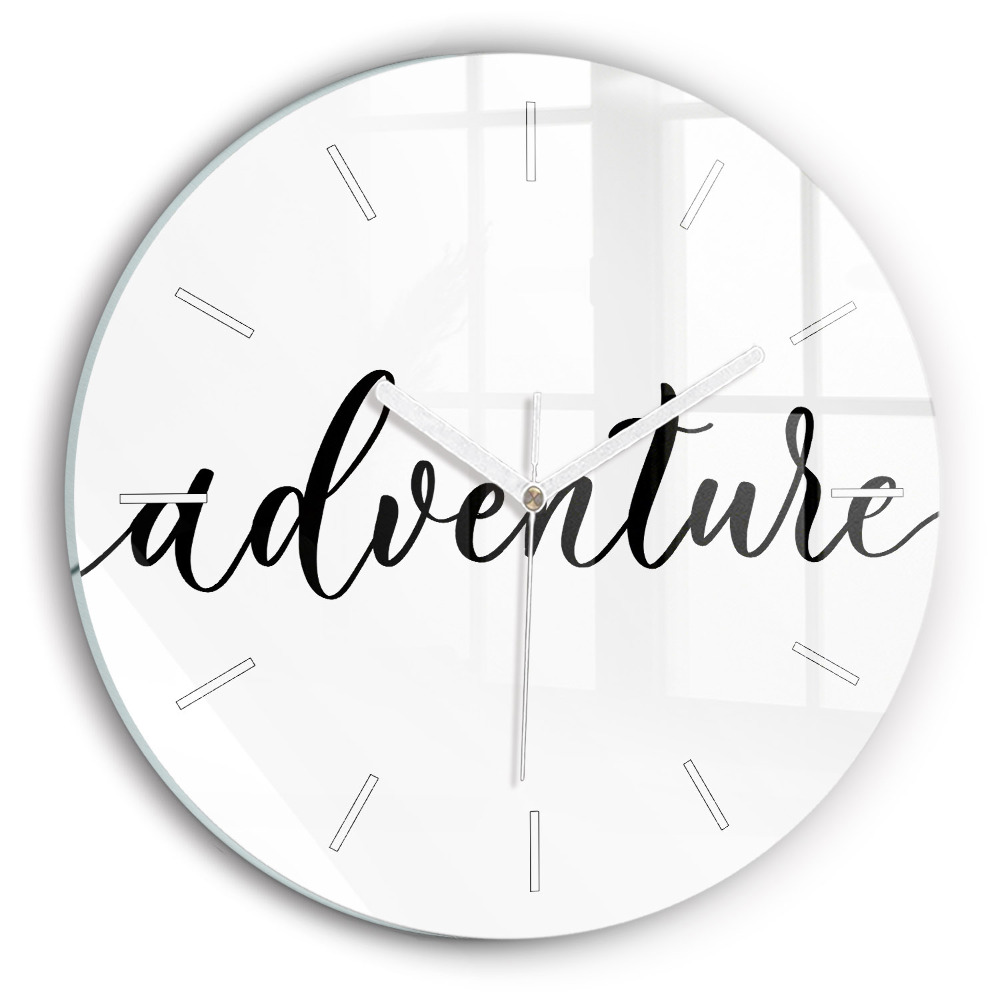 Zegar szklany Napis Adventure