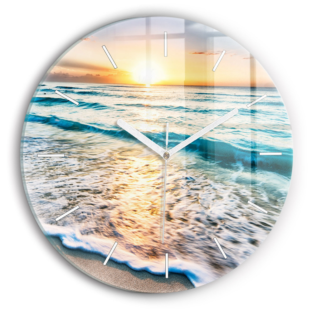 Zegar szklany fi30 Plaża, morze i piasek