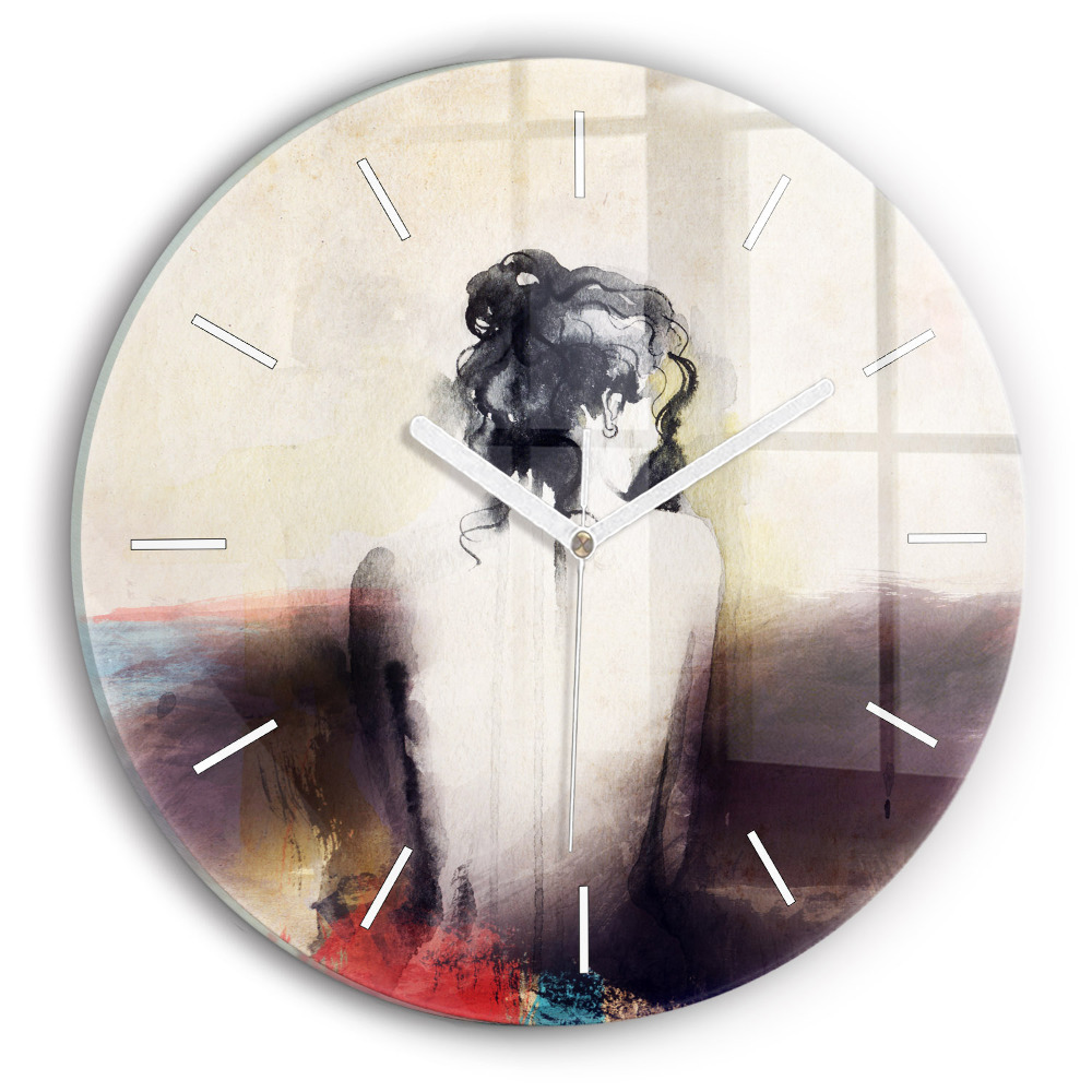 Zegar szklany fi30 Abstrakcja portret kobiety