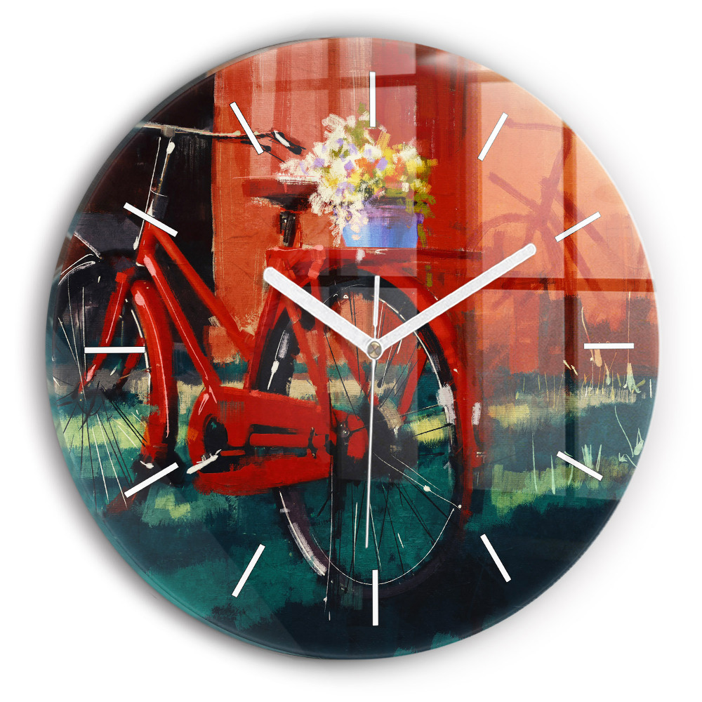 Zegar szklany fi30 Malowany rower