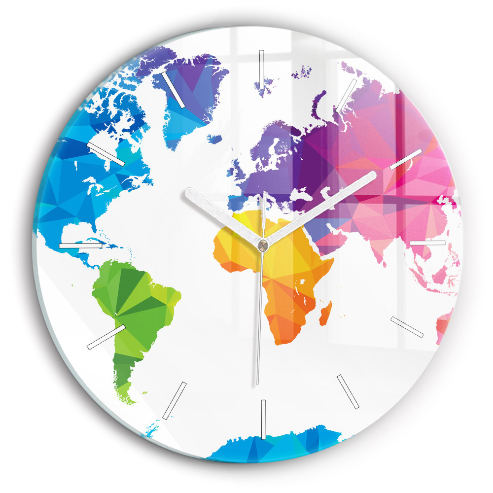 Zegar szklany fi30 Abstrakcyjna mapa świata
