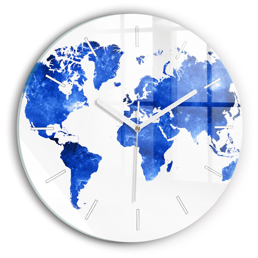 Zegar szklany fi30 Mapa świata kosmiczna
