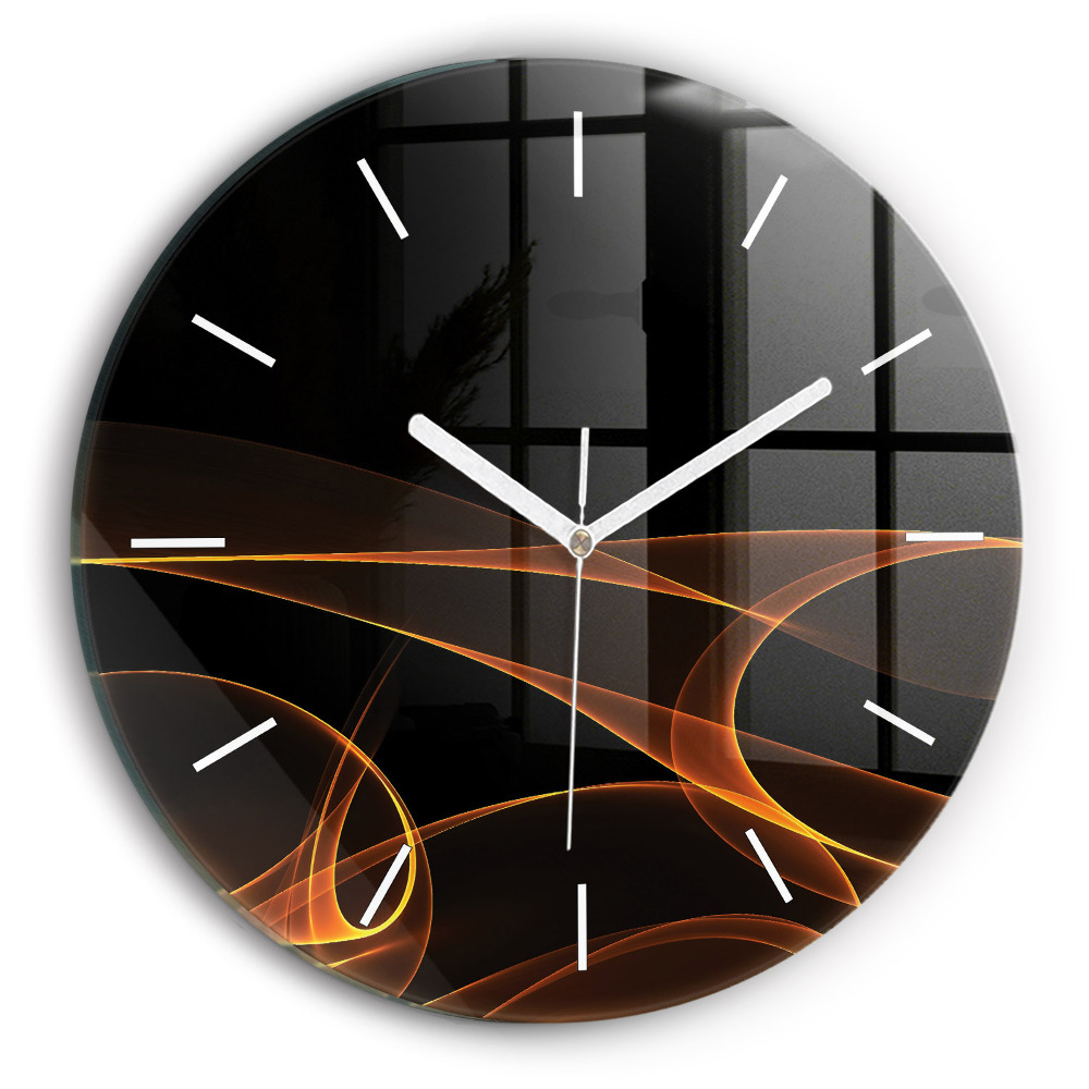 Zegar szklany fi30 Pomarańczowe linie