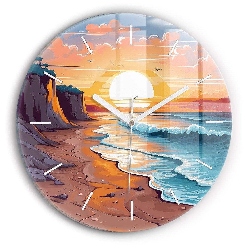 Zegar szklany fi30 Bajkowy ocean i słońce