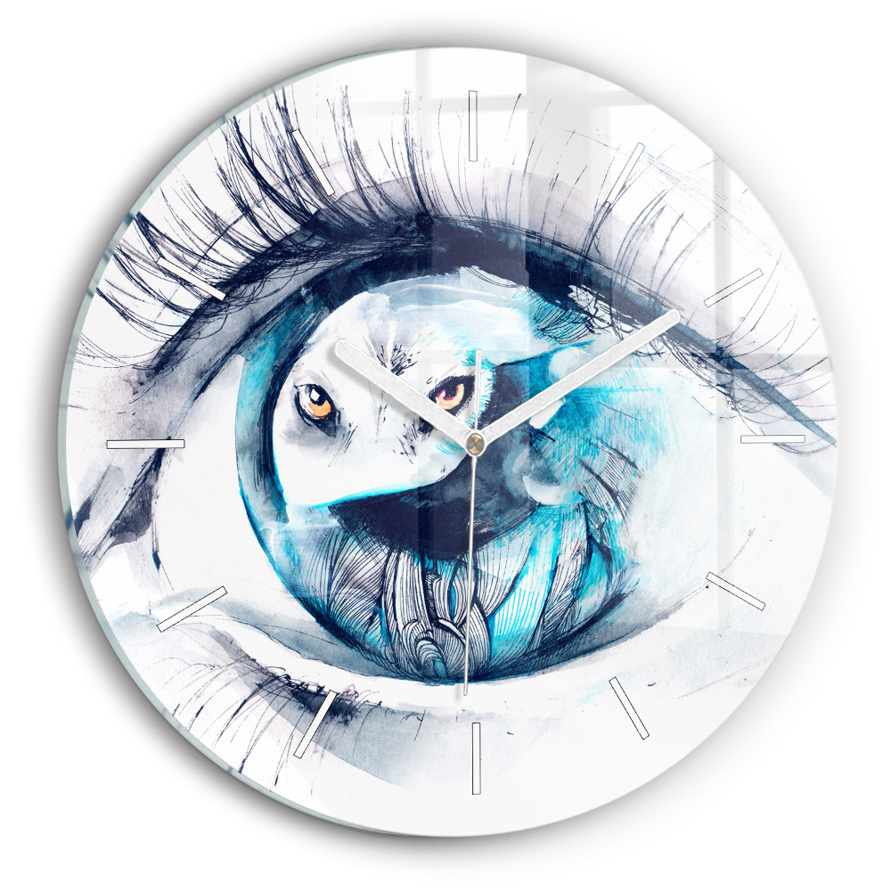 Zegar szklany fi30 Ilustracja wilczy wzrok