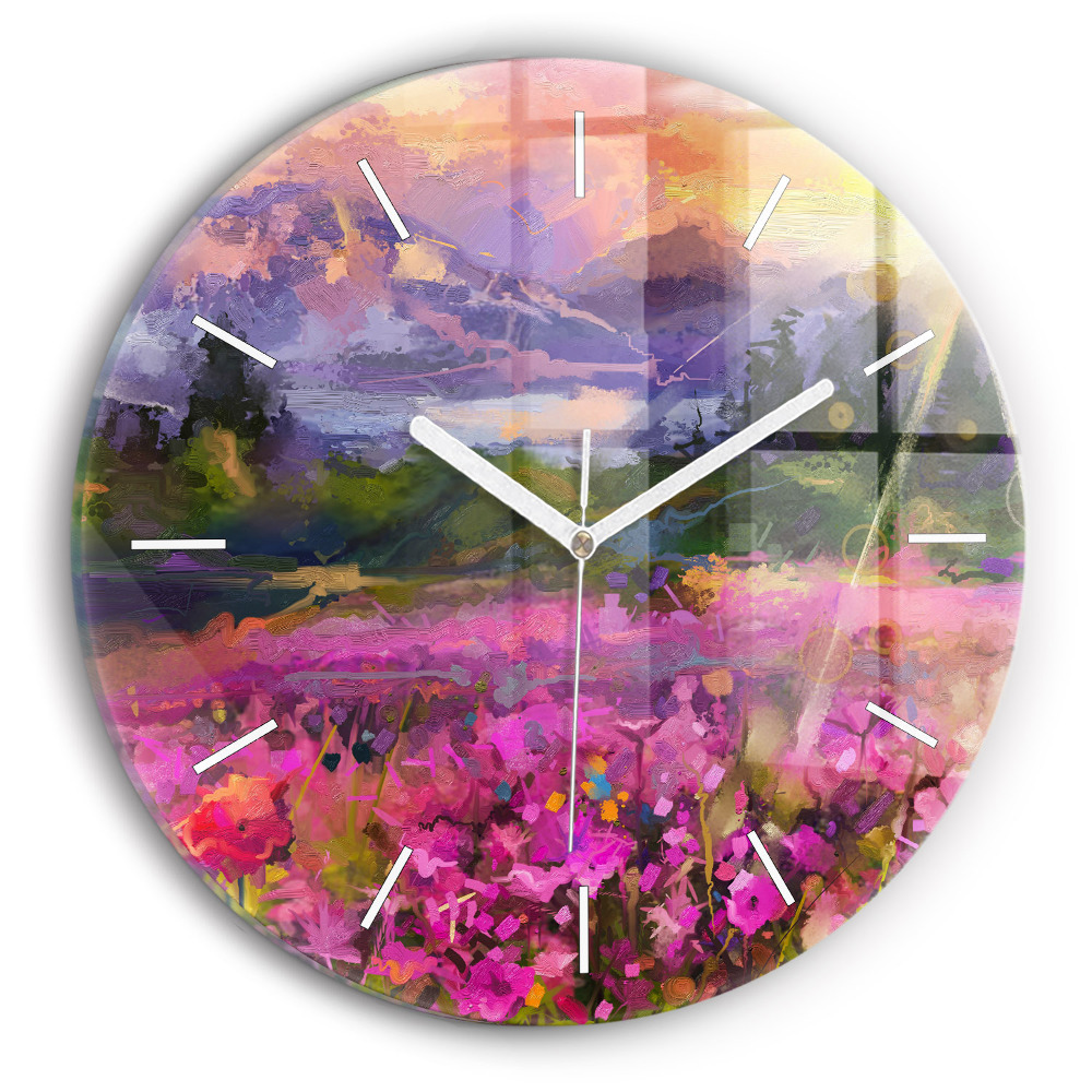 Zegar szklany fi30 Pejzaż natury i kwiatów