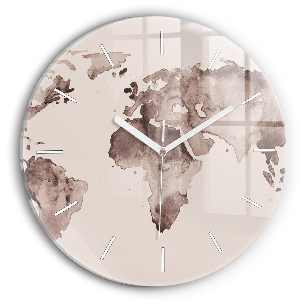 Zegar szklany fi30 Akwarela mapa świata