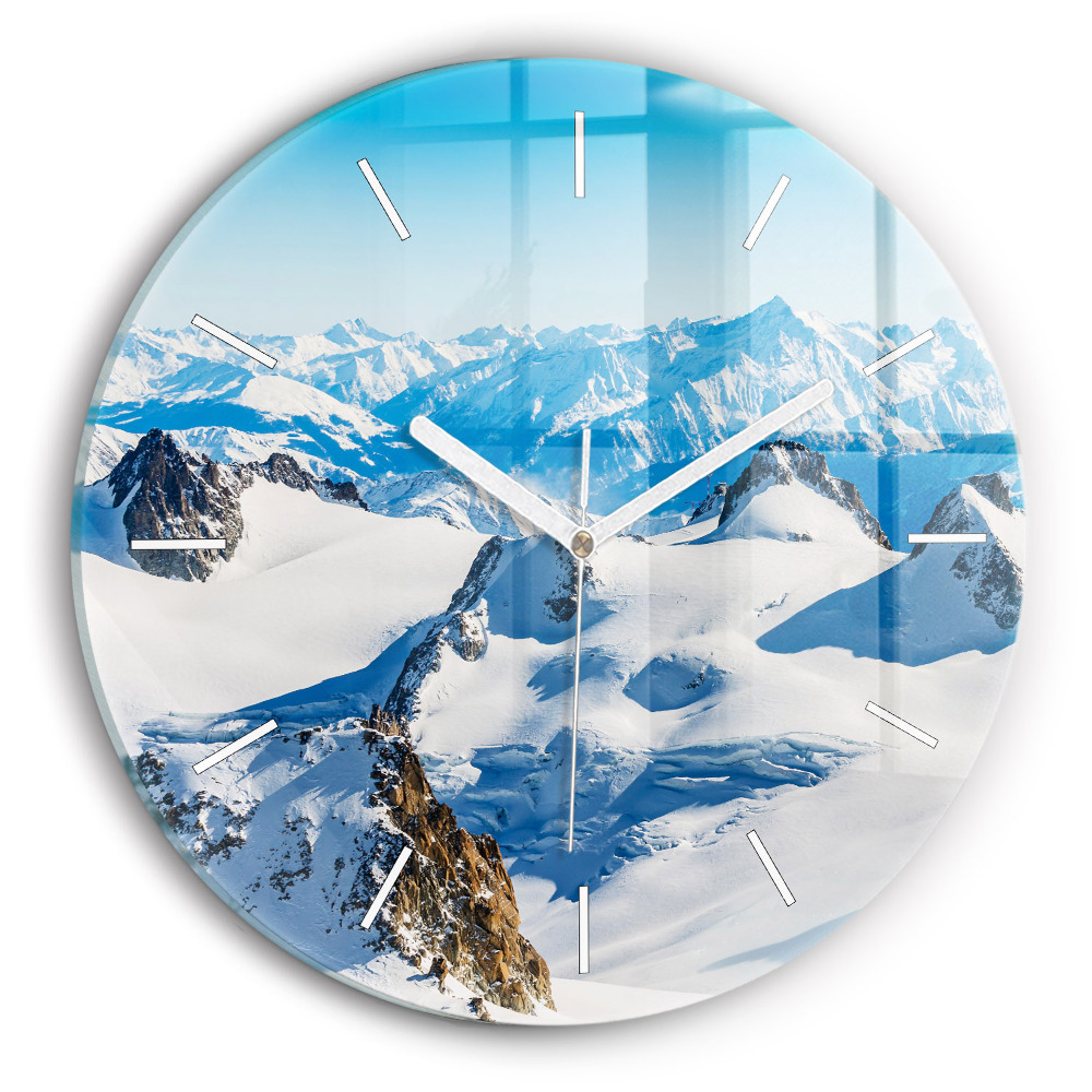 Zegar szklany fi30 Narciarz w Alpach