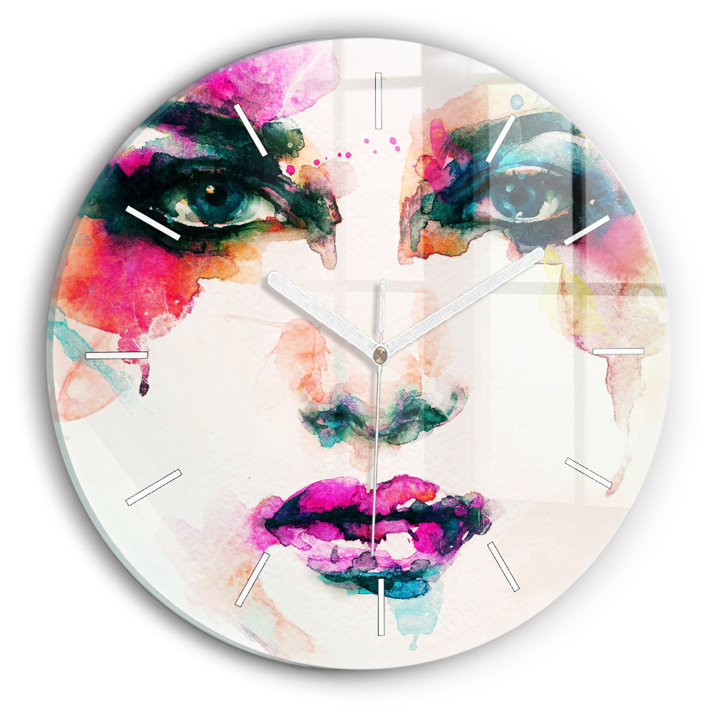 Zegar szklany fi30 Abstrakcyjna twarz kobiety