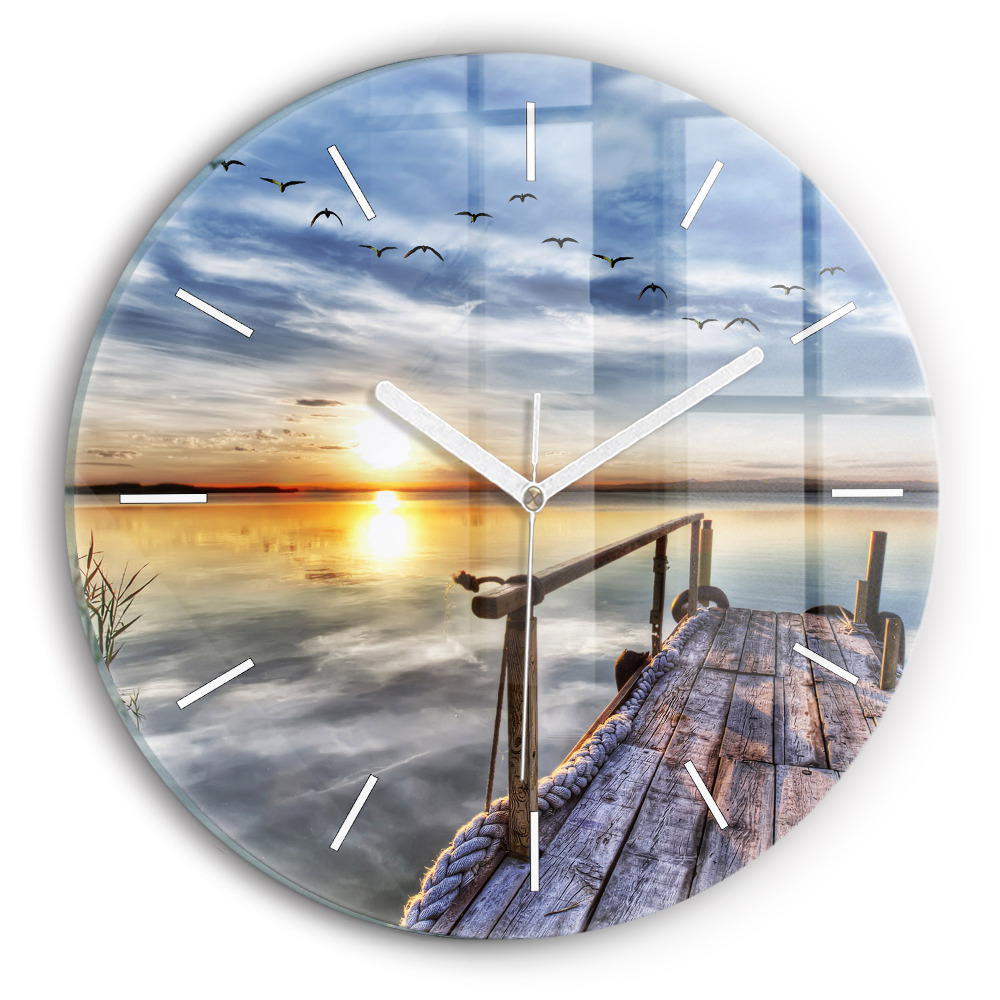 Zegar szklany fi30 Jezioro Zachód Słońca