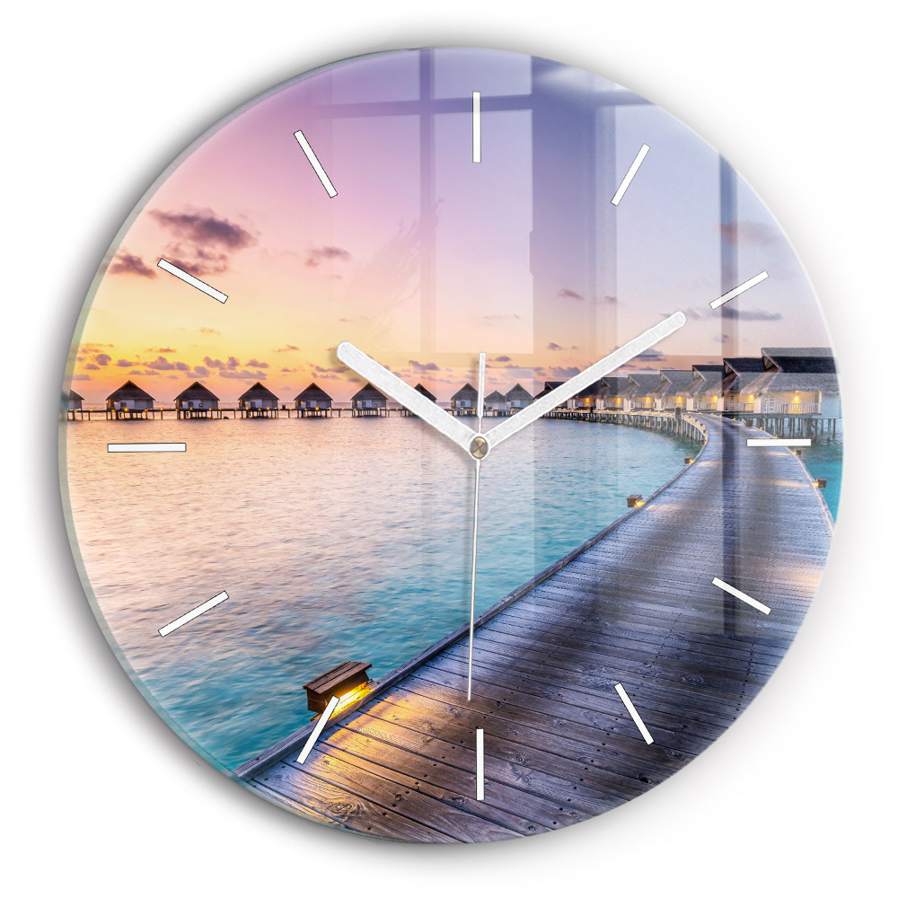 Zegar szklany fi30 Zachód słońca Malediwy