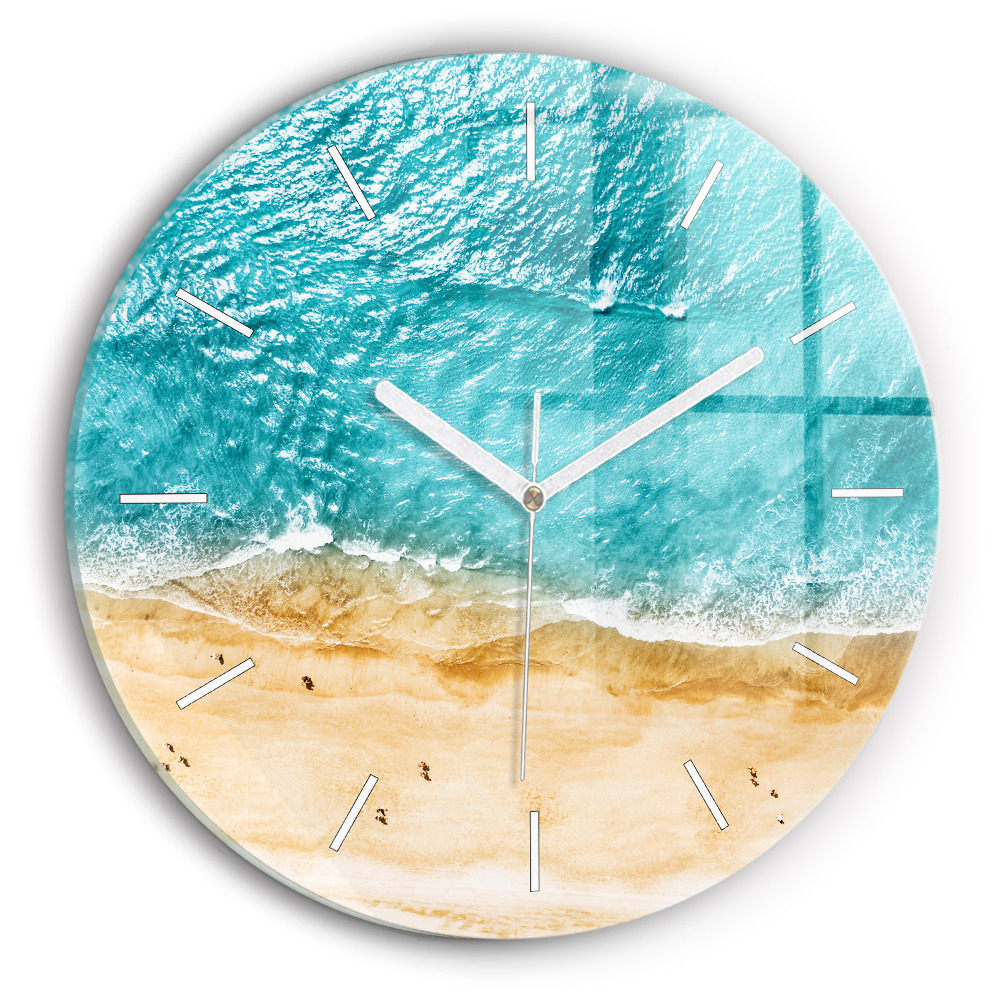 Zegar szklany fi30 Morze plaża ludzie
