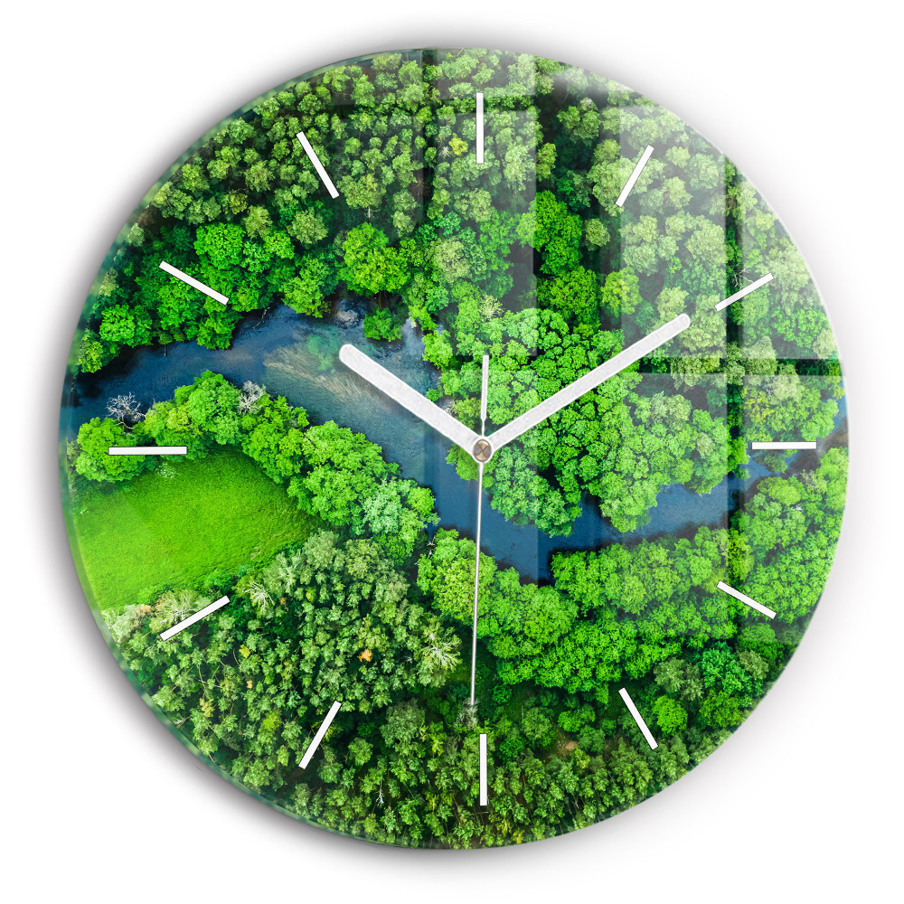 Zegar szklany fi30 Rzeka w lesie