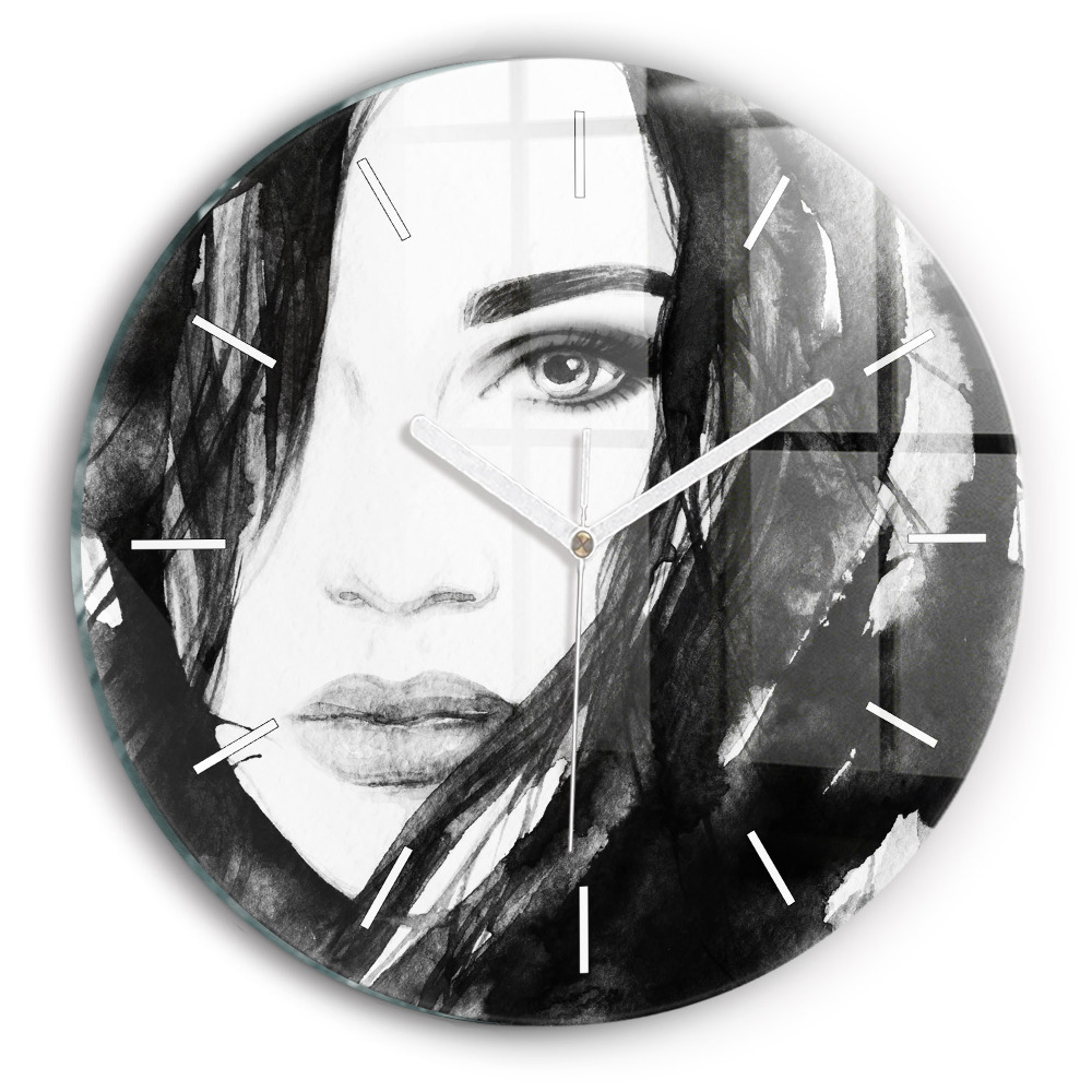 Zegar szklany fi30 Portret kobiety