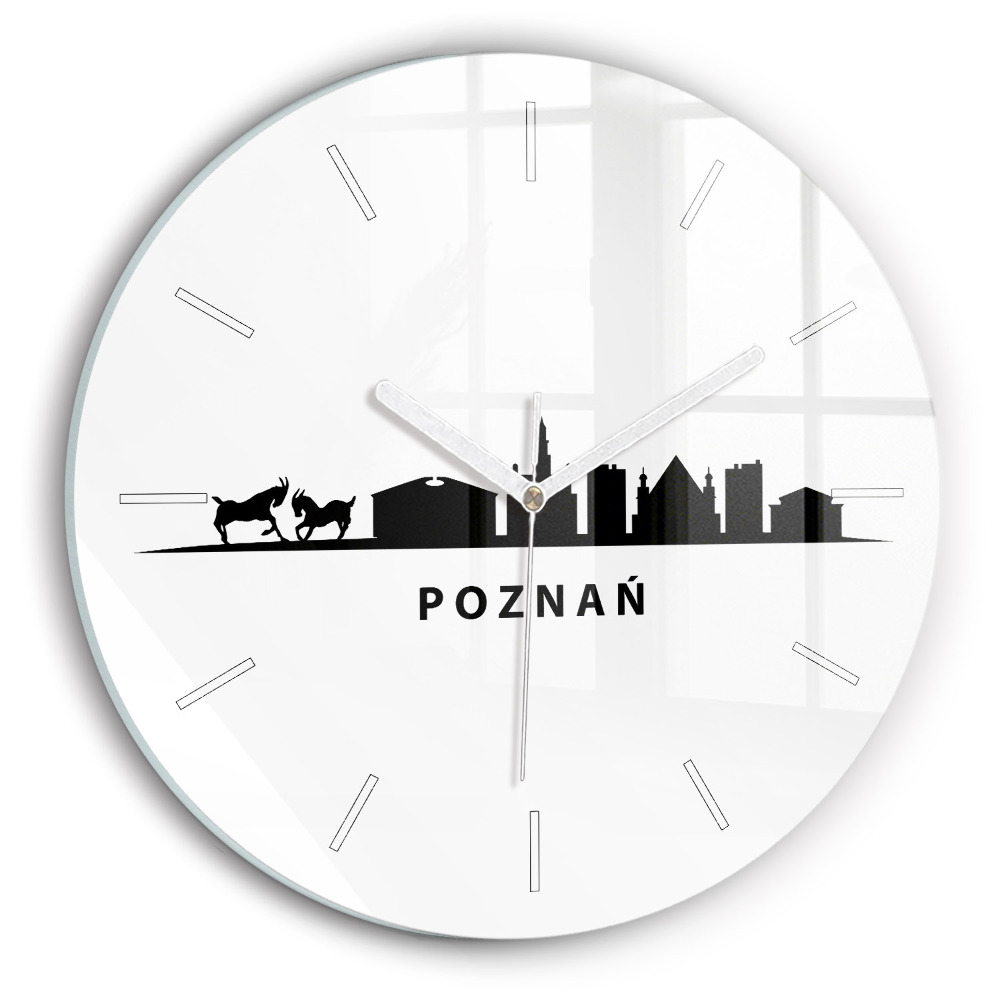 Zegar szklany fi30 Poznań panorama grafika