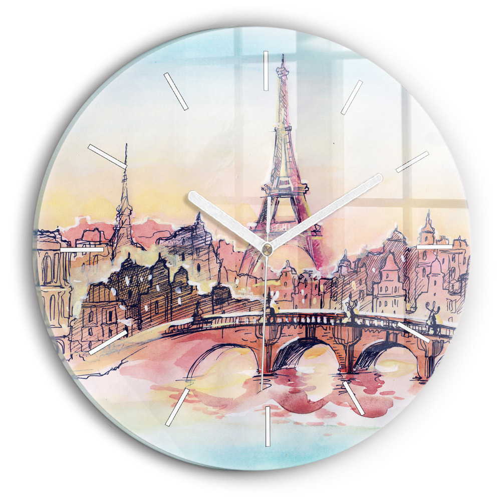 Zegar szklany fi30 Malowany pejzaż Paryża