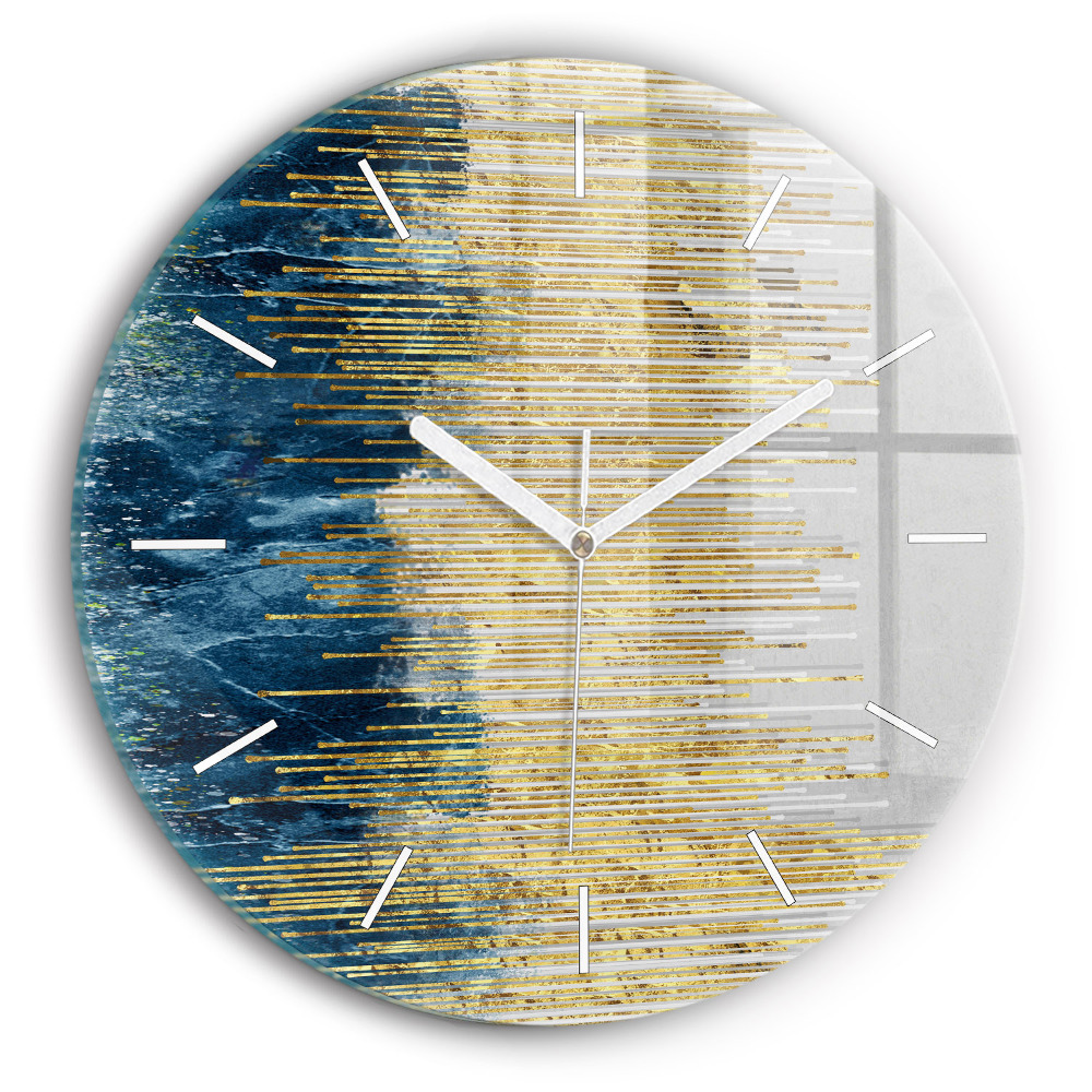 Zegar szklany fi30 Dekoracyjny wzór i złoto