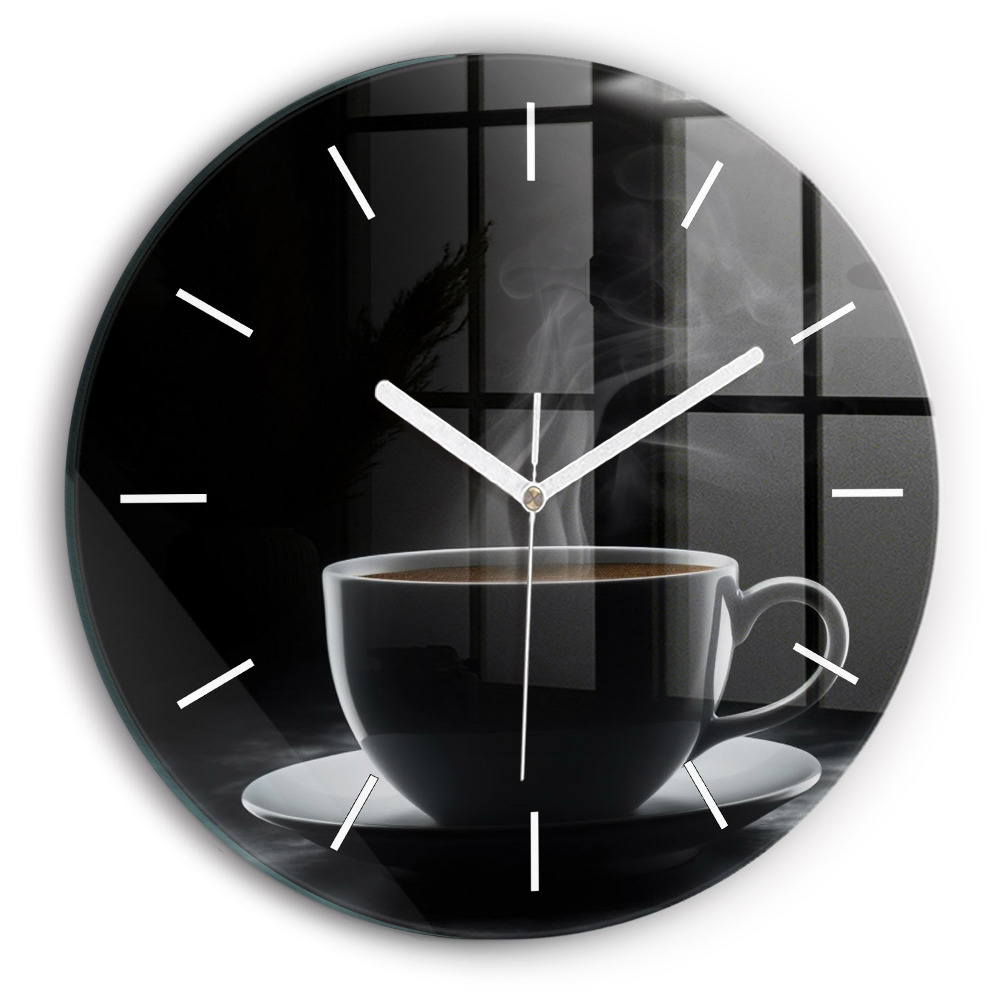 Zegar szklany fi30 Filiżanka czarnej kawy