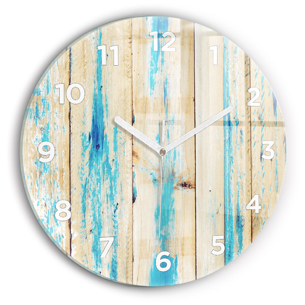 Zegar szklany fi30 Porysowane drewno